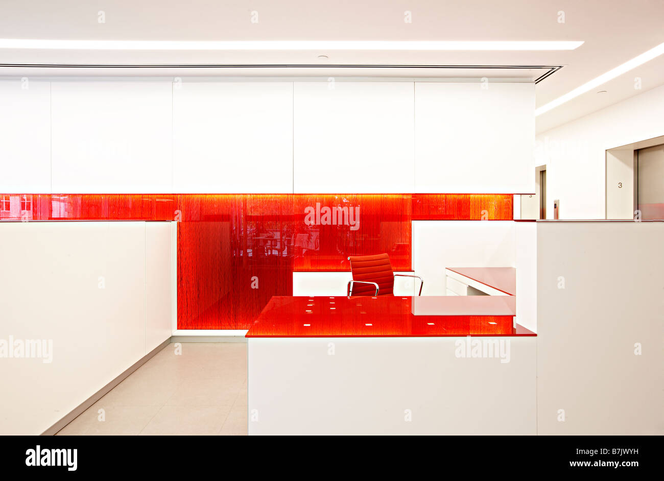 red white modern office reception Stock Photo