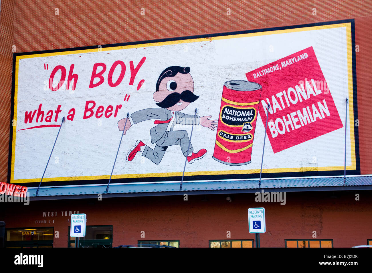 Mister Boh National Bohemian beer ad Brewers Hill neighborhood Baltimore Maryland Stock Photo