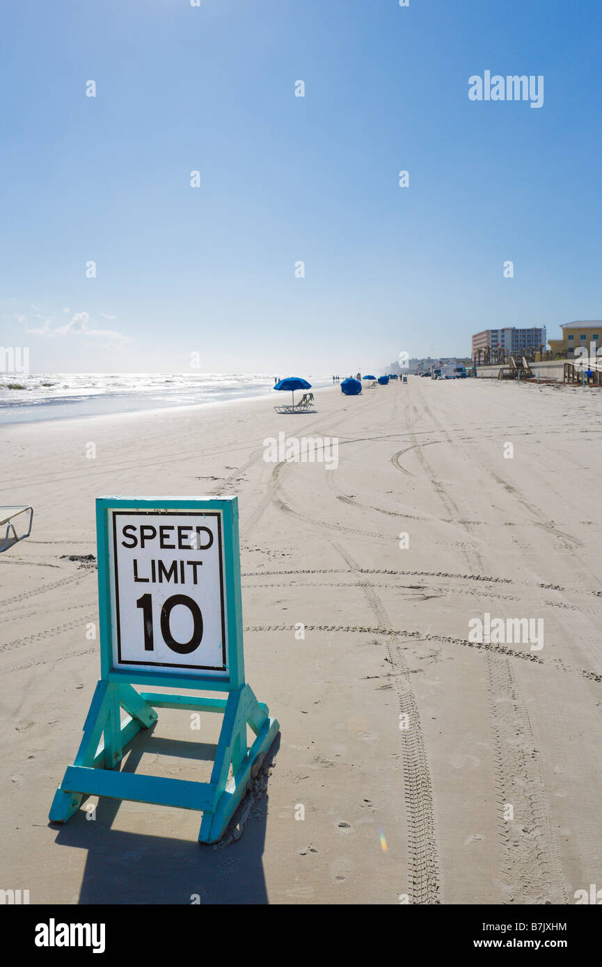 Speed Limit sign on Daytona Beach, Volusia County, Florida, USA Stock Photo