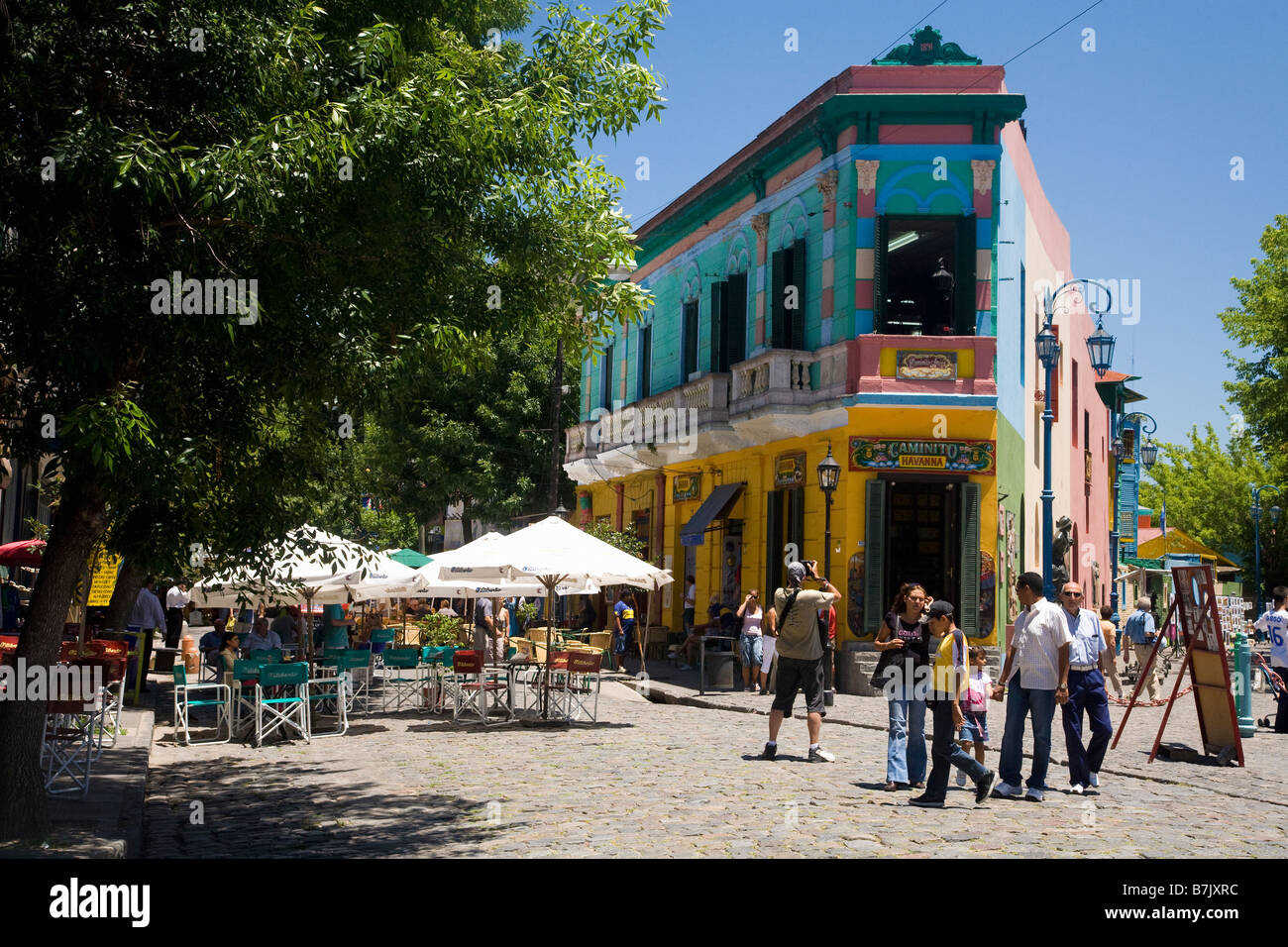 Tourists in street in La Boca Buenos Aires Argentina South America Stock Photo