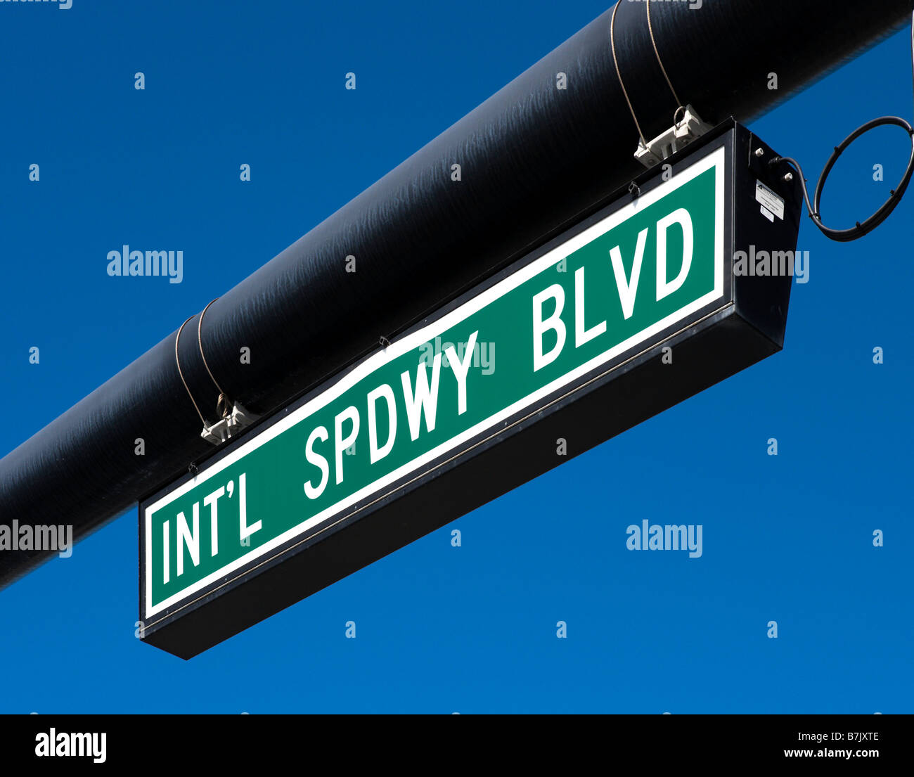 Sign for International Speedway Boulevard, Daytona Beach, Volusia County, Florida, USA Stock Photo