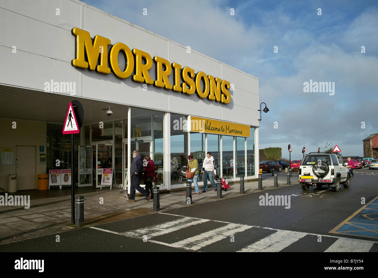the entrance to morrisons supermarket at pool near redruth in cornwall