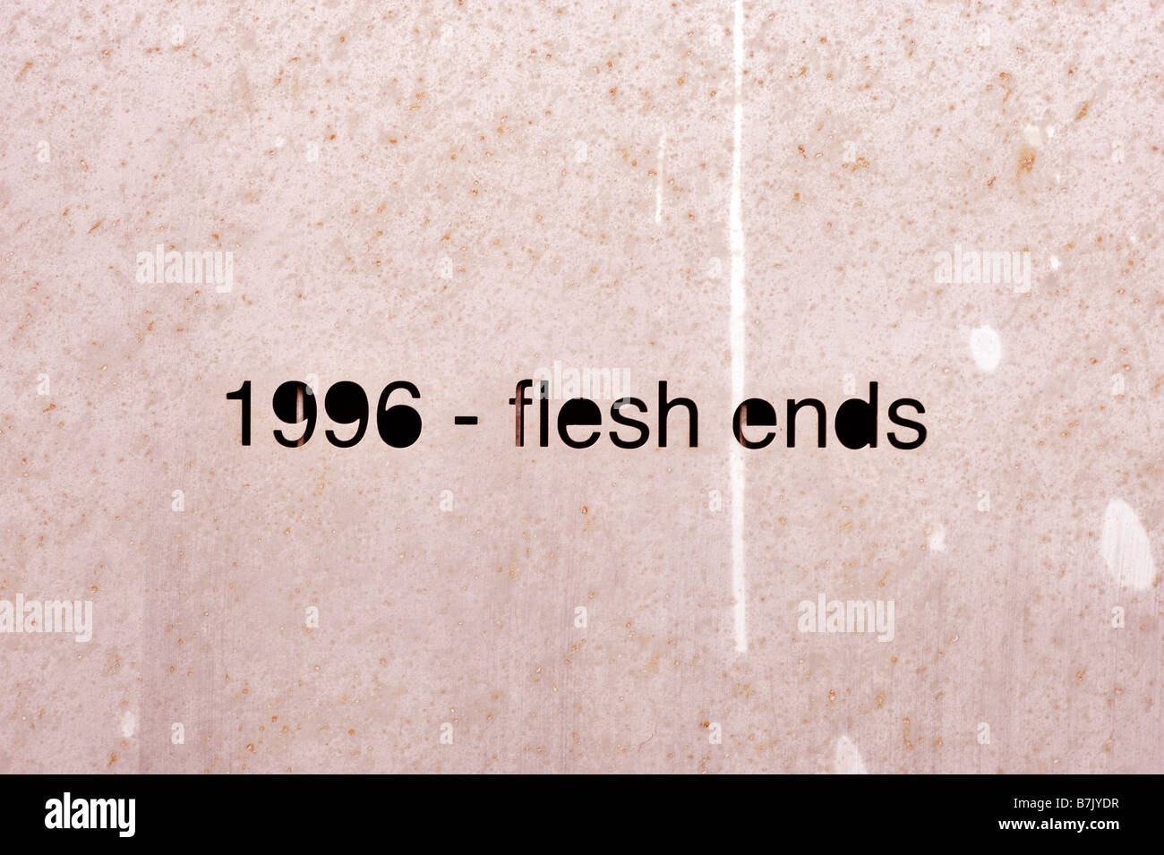 flesh ends metal hacienda memorial plaque factory records nightclub manchester uk england 1996 Stock Photo