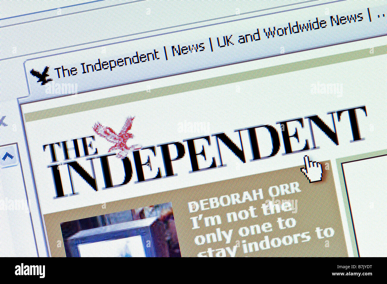 Macro screenshot of Independent newspaper website (Editorial use only) Stock Photo