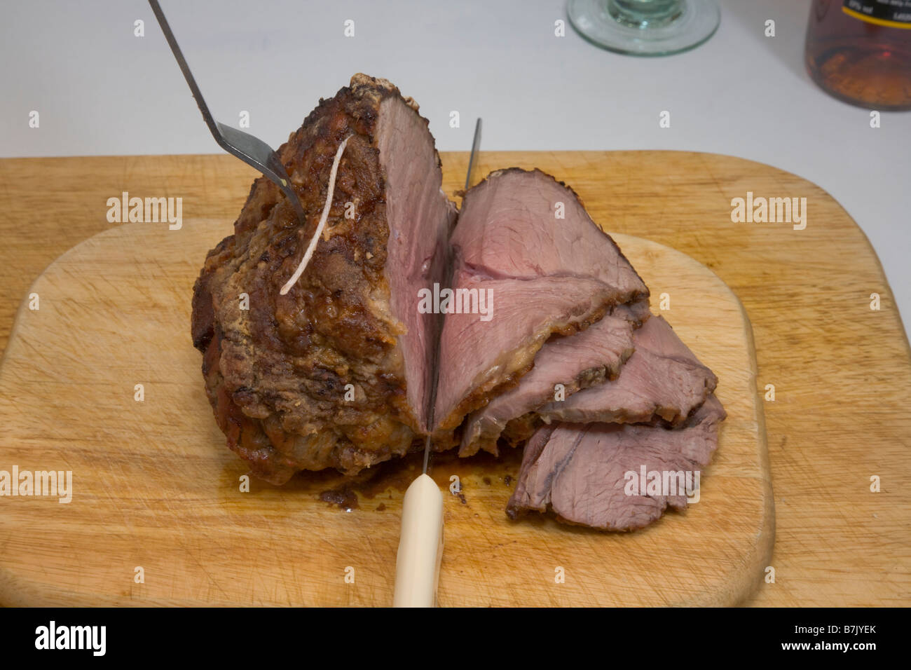 Roast beef ready to carve Stock Photo Alamy