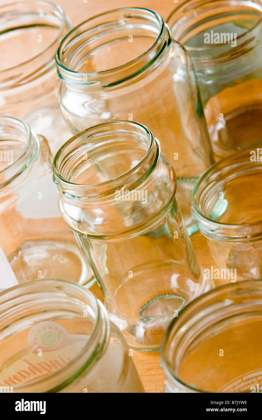 Empty glass jars Stock Photo