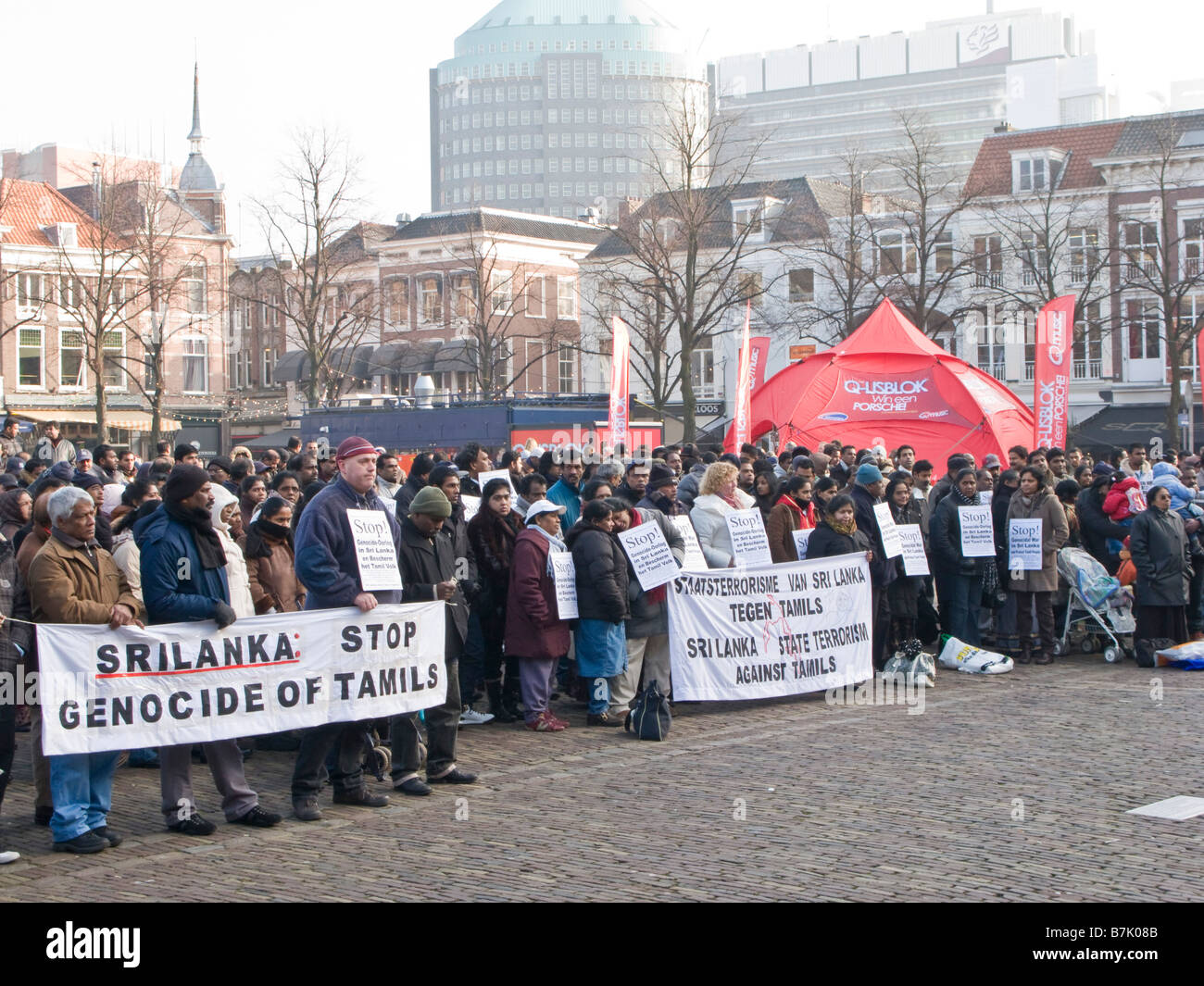 Protest demonstration against government of Sri Lanka war with Tamils, The Hague, Netherlands Stock Photo