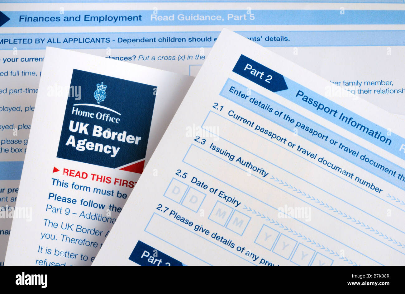 United Kingdom Border Agency Visa Application Form Stock Photo Alamy