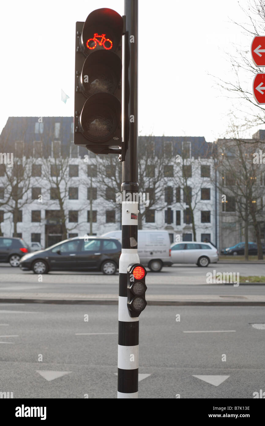 Stop light for bicycles, The Hague, Netherlands Stock Photo