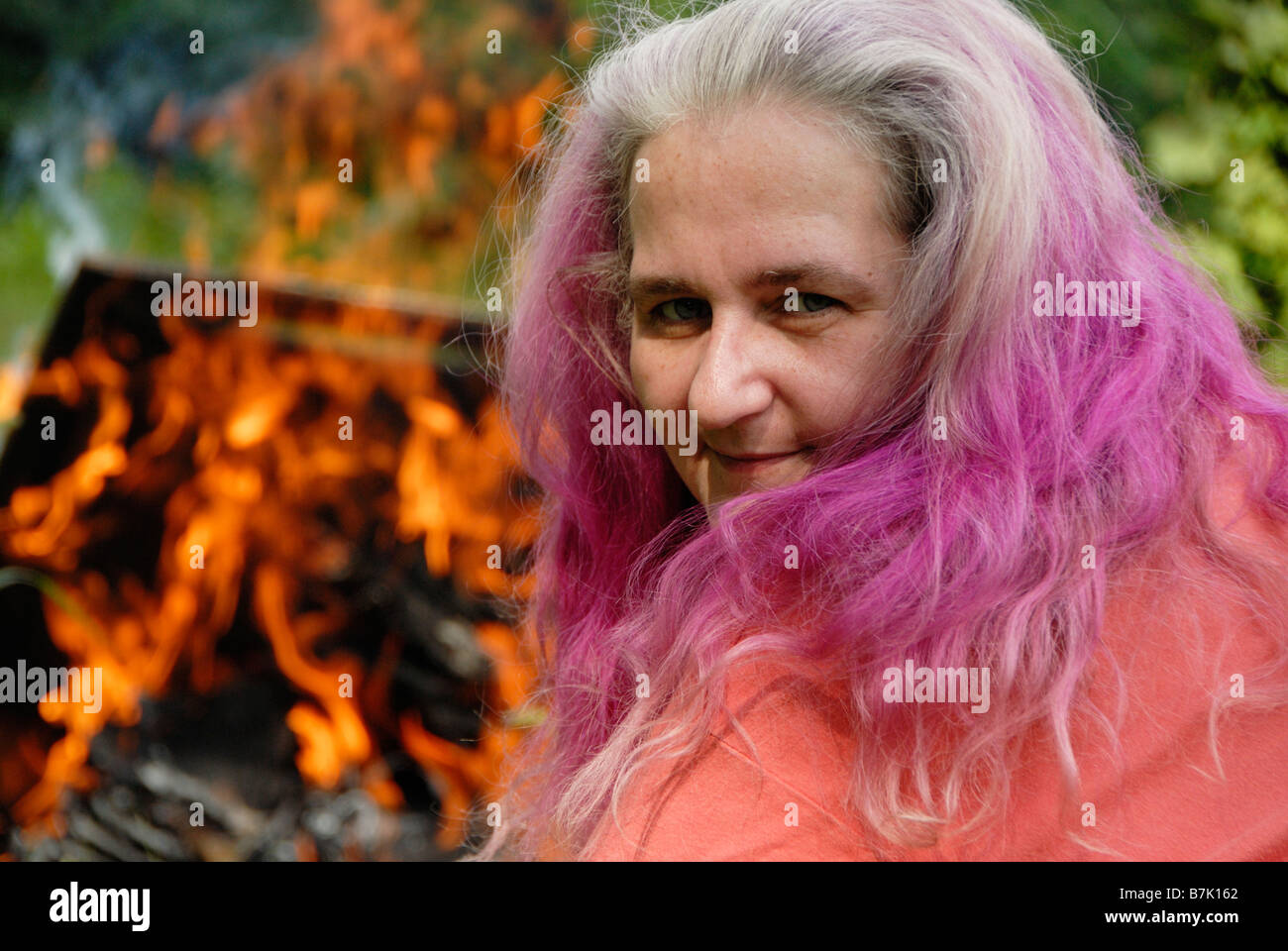Elderly Woman Grey Purple Hair Stock Photos Elderly Woman Grey