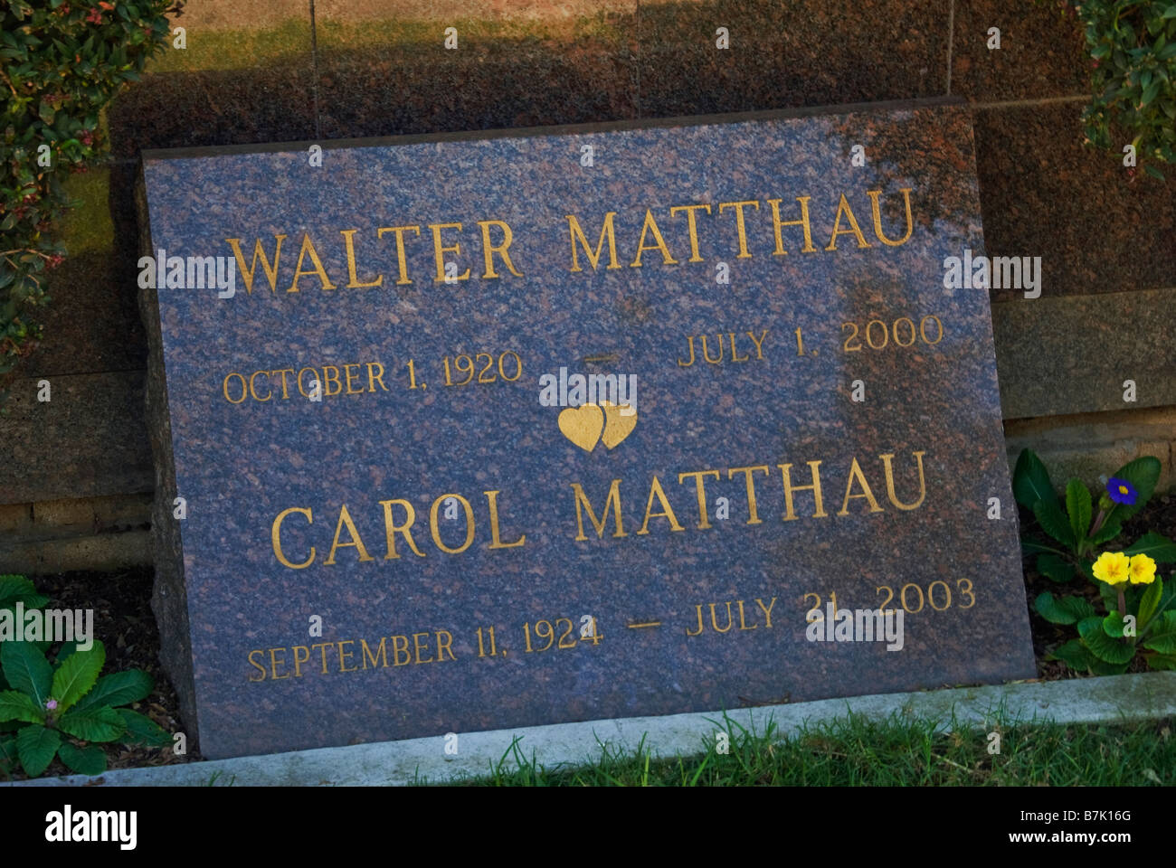 Walter Matthau Actor Hollywood Celebrity Graves Westwood Memorial Park Los Angeles CA cemetery Mortuary final resting place Stock Photo