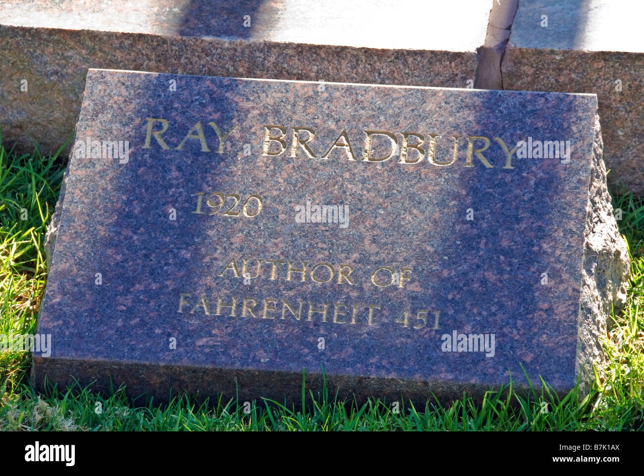 Ray Bradbury Hollywood Celebrity Graves Westwood Memorial Park Los Angeles CA cemetery Mortuary final resting place Stock Photo