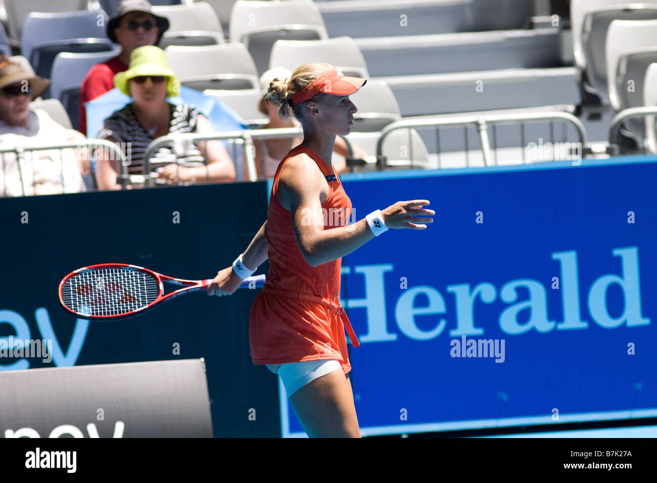 Russian tennis player Elena Dementieva, at the Australian Open on January 20, 2009 in Melbourne Australia Stock Photo