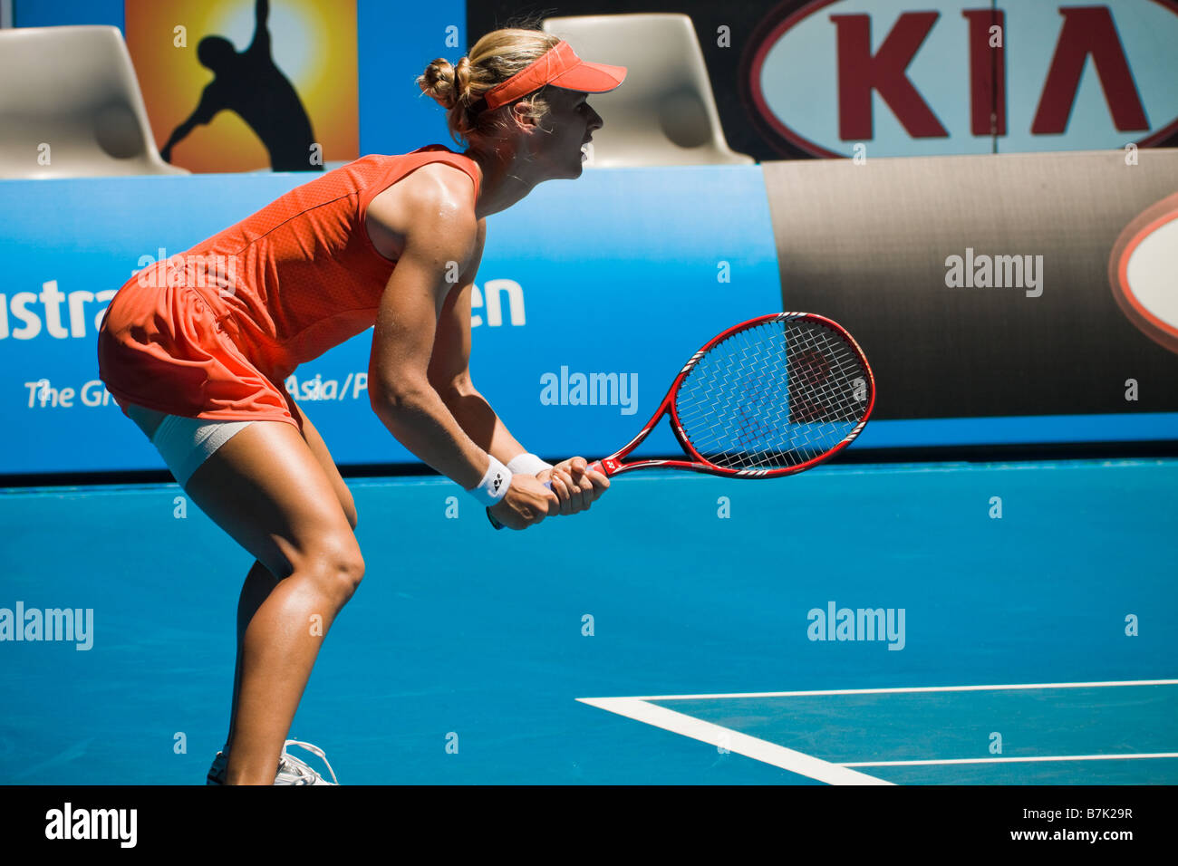 Russian tennis player Elena Dementieva, at the Australian Open on January 20, 2009 in Melbourne Australia Stock Photo