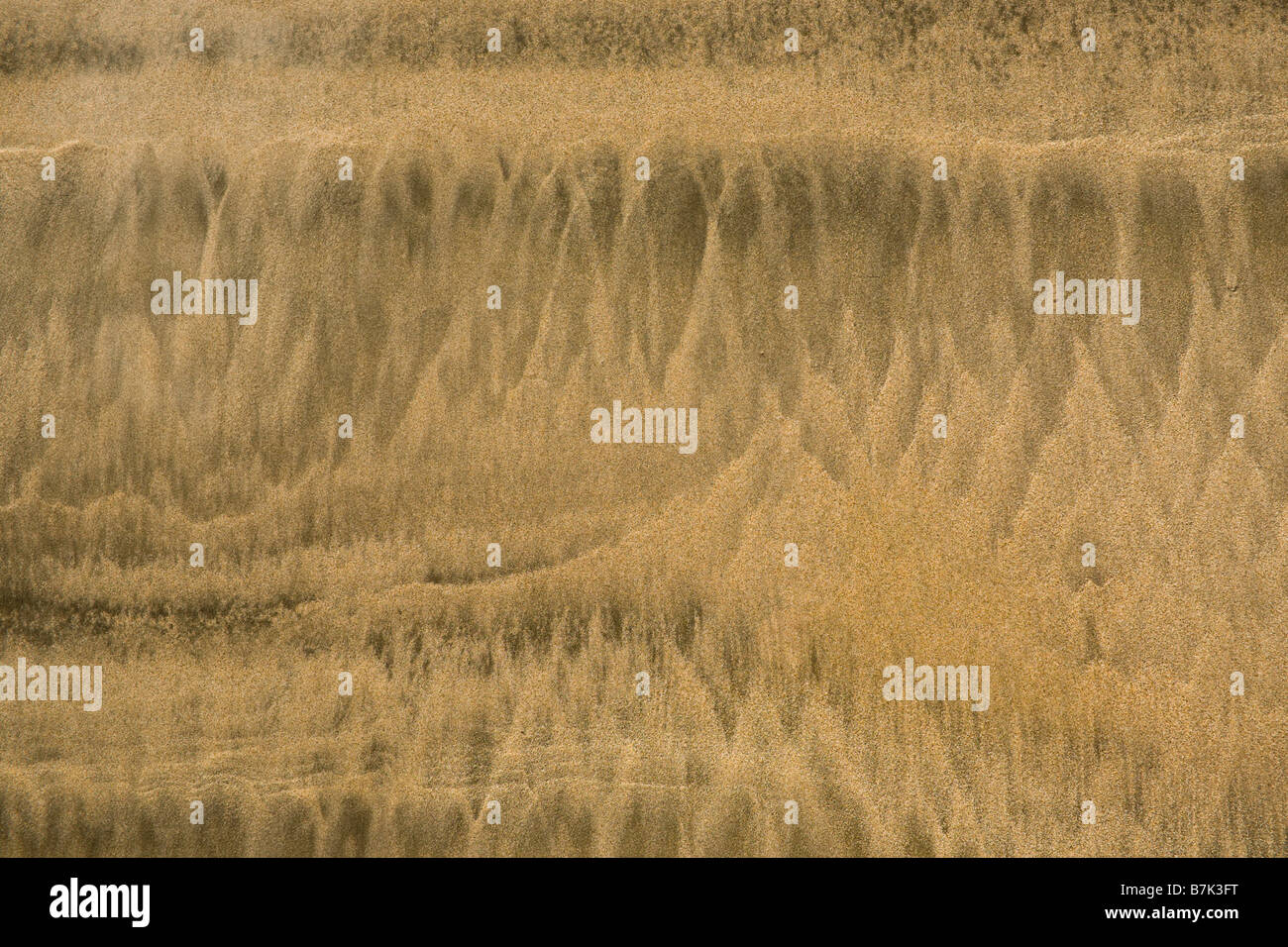 Abstract pattern formed by the mixing of different sand mineral compositions at Playa Grande, Costa Rica. Stock Photo