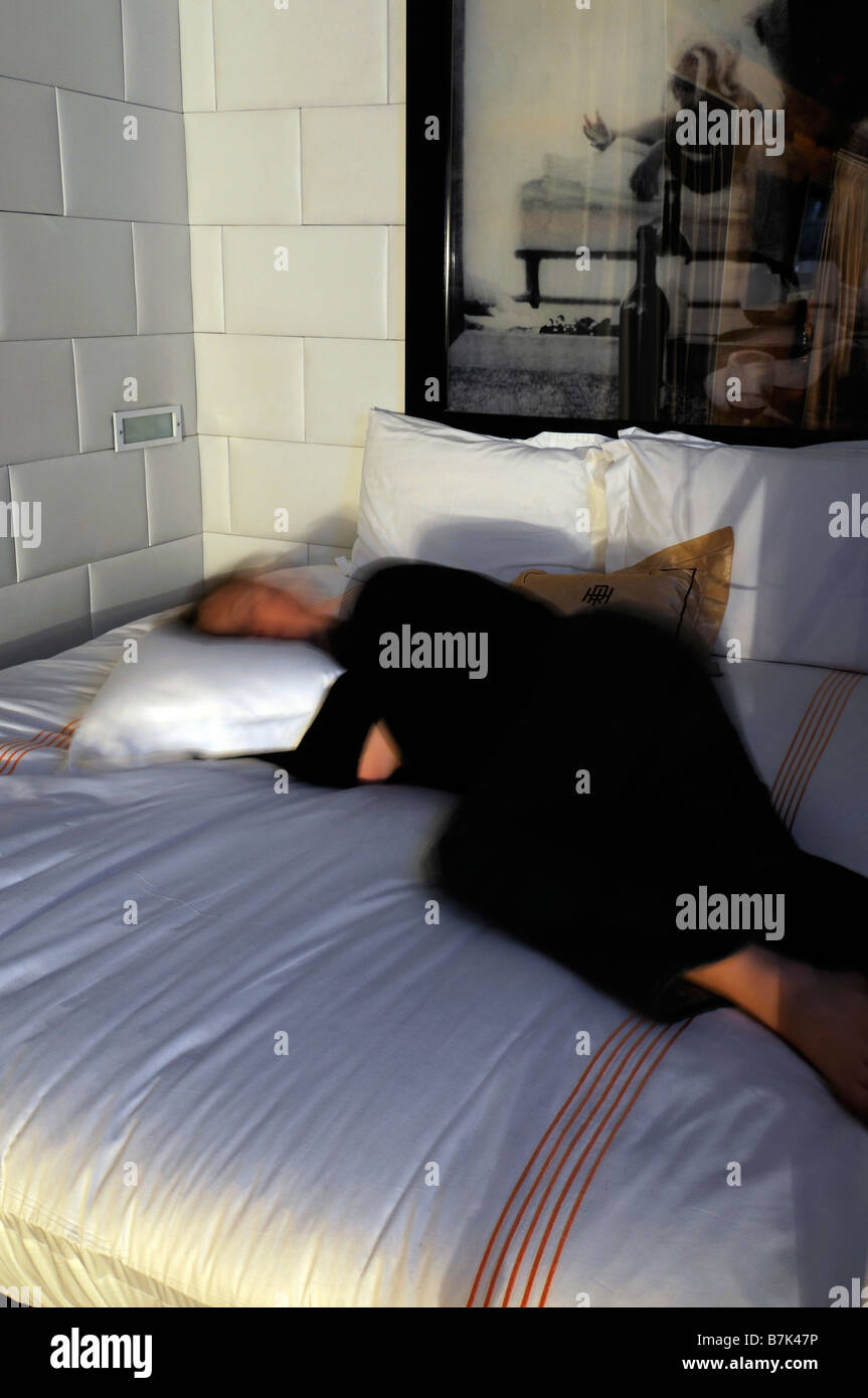 Woman Having Nightmares Restless Poor Bad Sleep Unable To