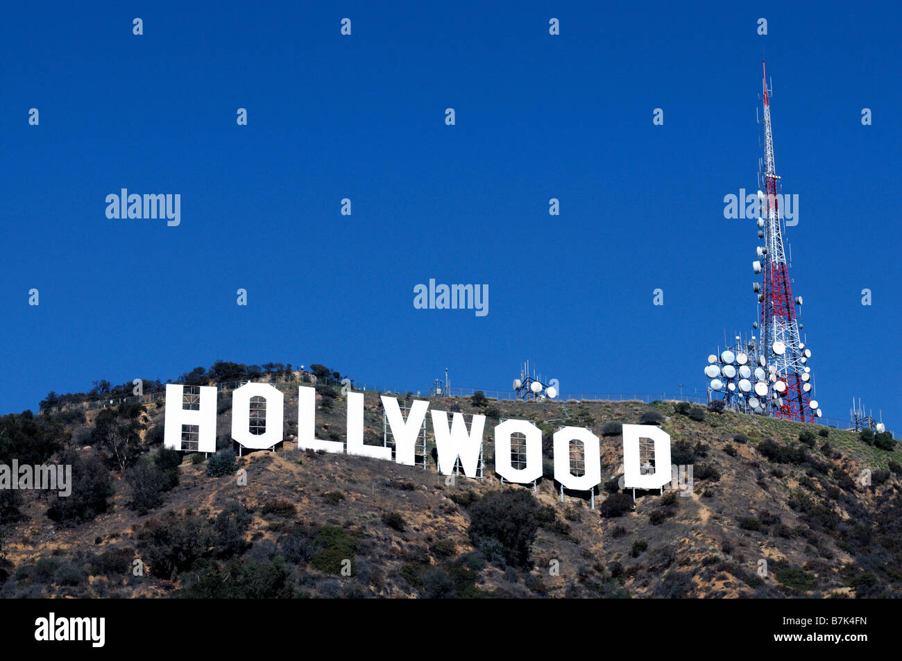 hollywood sign in the hills above los angeles california Stock Photo
