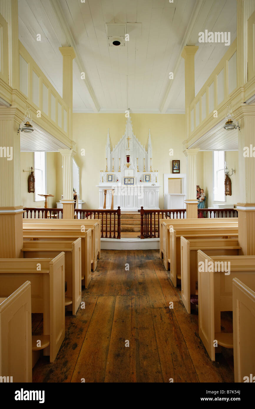 View of inside of Holy Trinity Roman Catholic Church, Trinity, Newfoundland, Canada Stock Photo