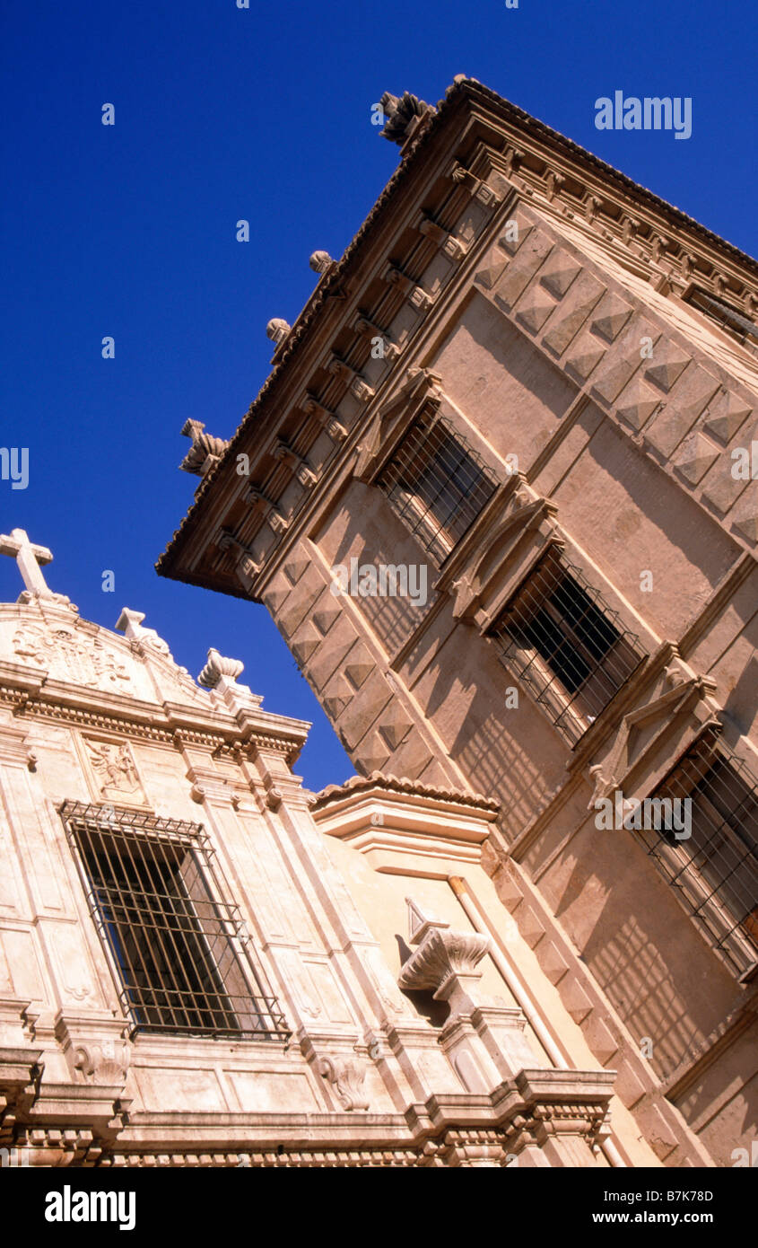 Museo de Bellas Artes San Pio V Facade Stone carvings Windows grilles Blue sky VALENCIA SPAIN Stock Photo