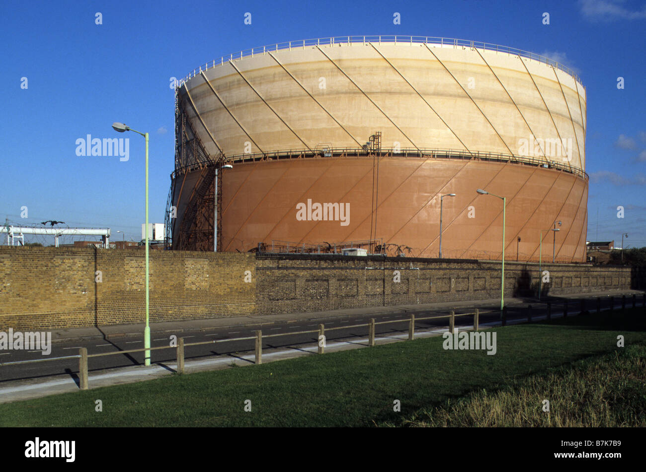 London E14, gas holder in Poplar Gas Works Stock Photo Alamy