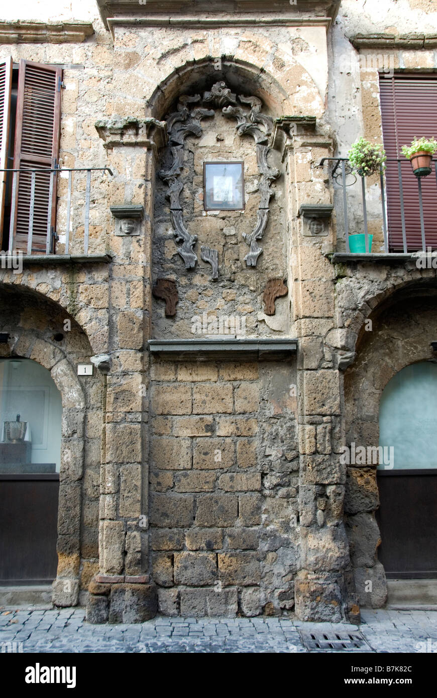 Orvieto street shrine in Via degli Orti Stock Photo