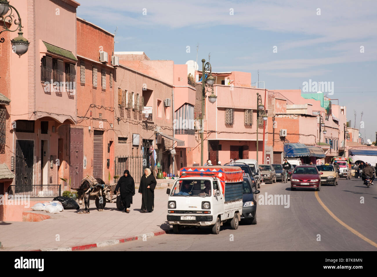 Marrakech Morocco North Africa Typical Moroccan street scene in the Medina Stock Photo