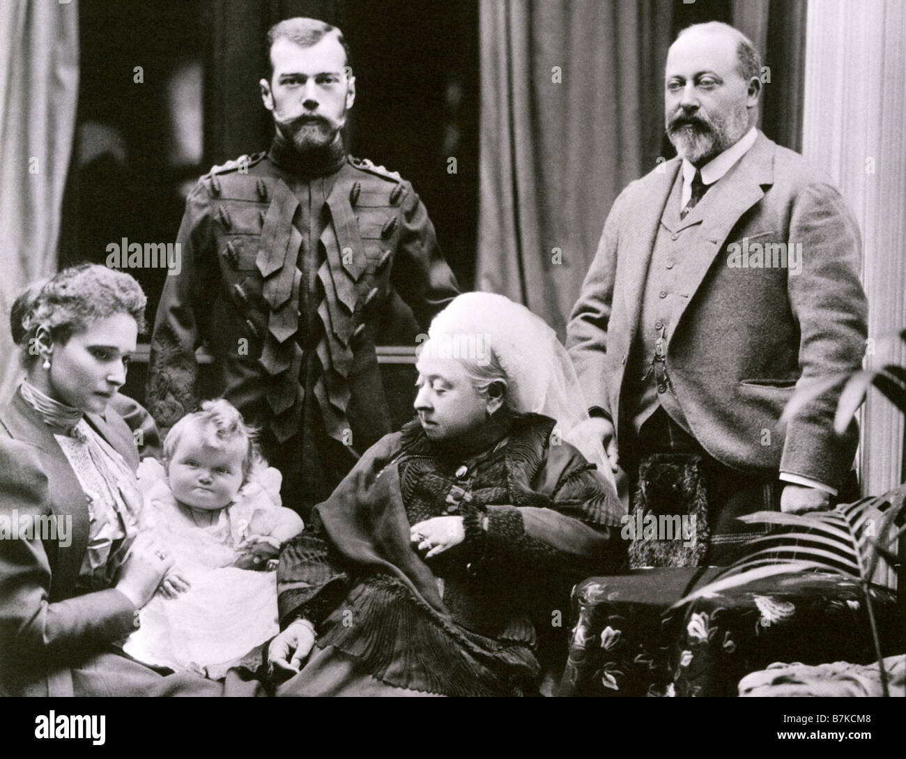 QUEEN VICTORIA and Albert Edward Prince of Wales are visited at Balmoral Castle by Tsar Nicholas - see Description below Stock Photo