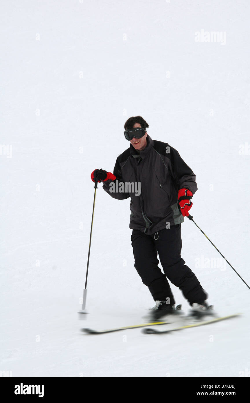 man doing downhill skiing Stock Photo