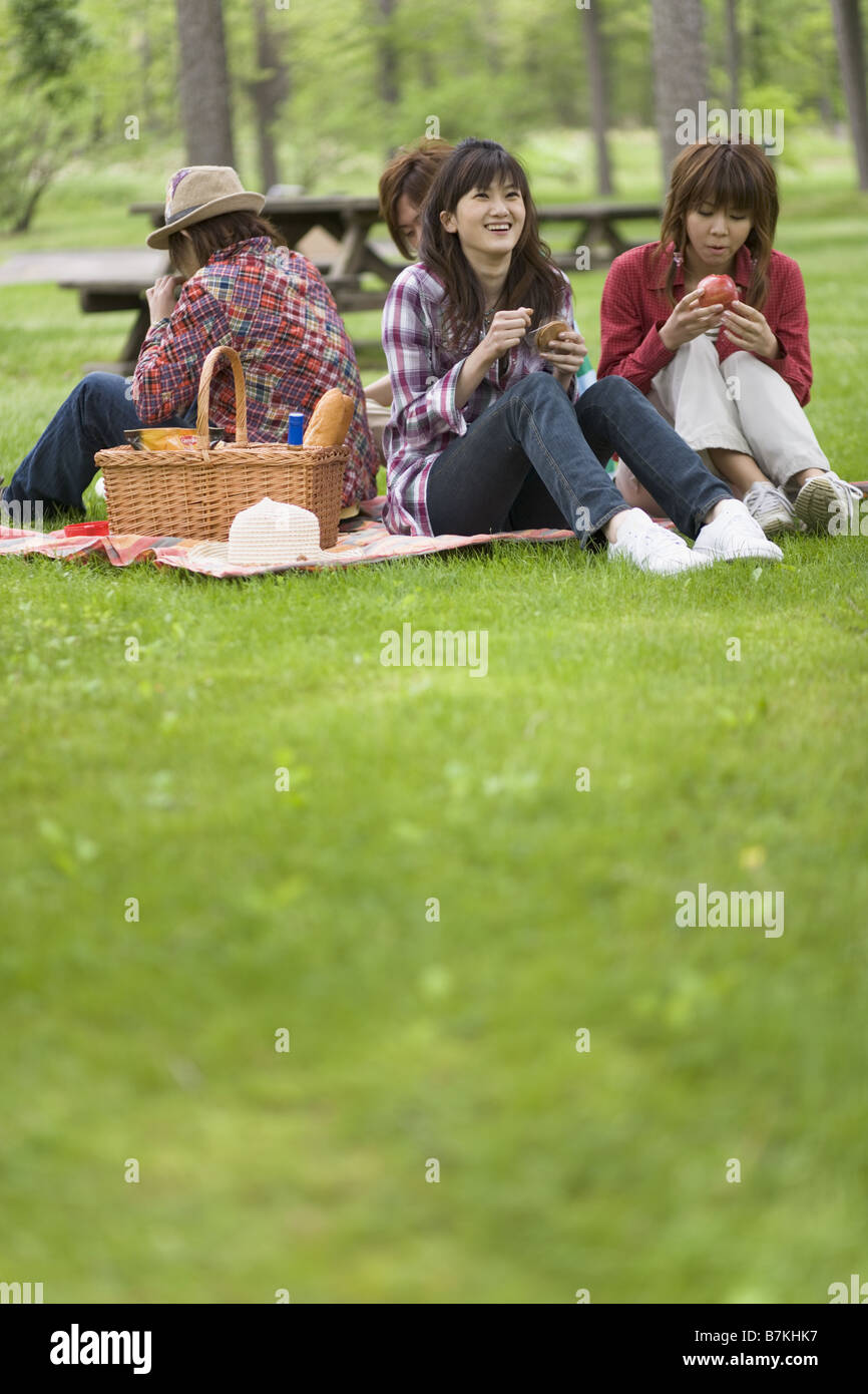 Men and Women Having a Picnic Stock Photo - Alamy