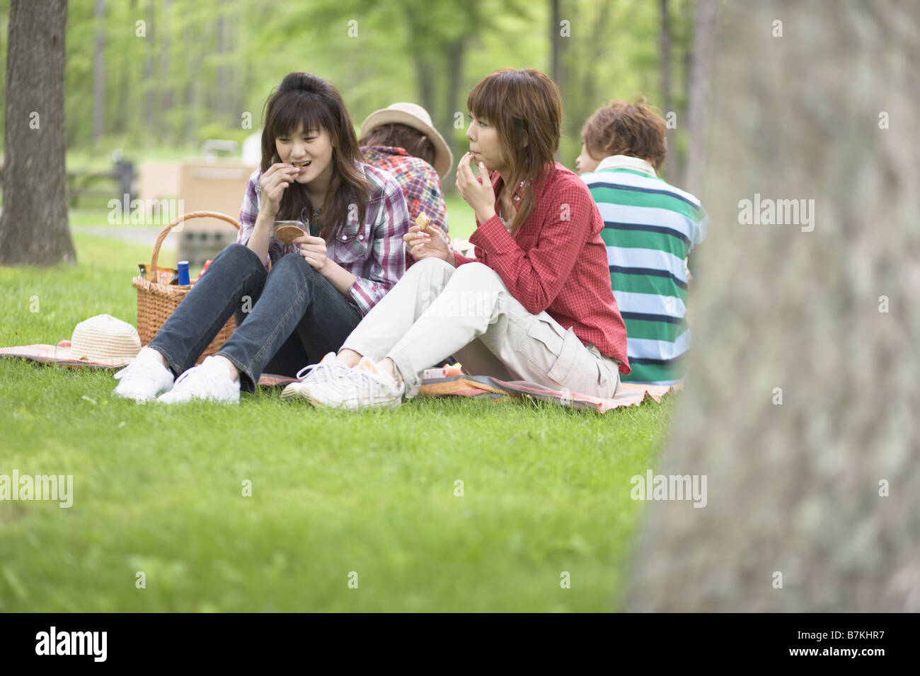Men and Women Having a Picnic Stock Photo - Alamy