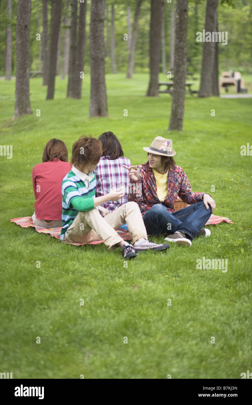 Men and Women Having a Picnic Stock Photo - Alamy