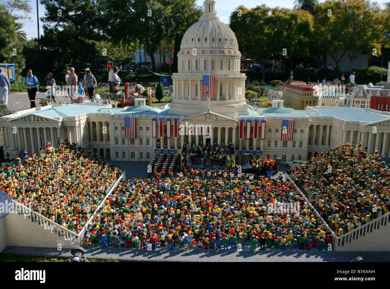 Obama presidential inaugaration Lego figures at Legoland, Capitol Hill DC recreation Stock Photo
