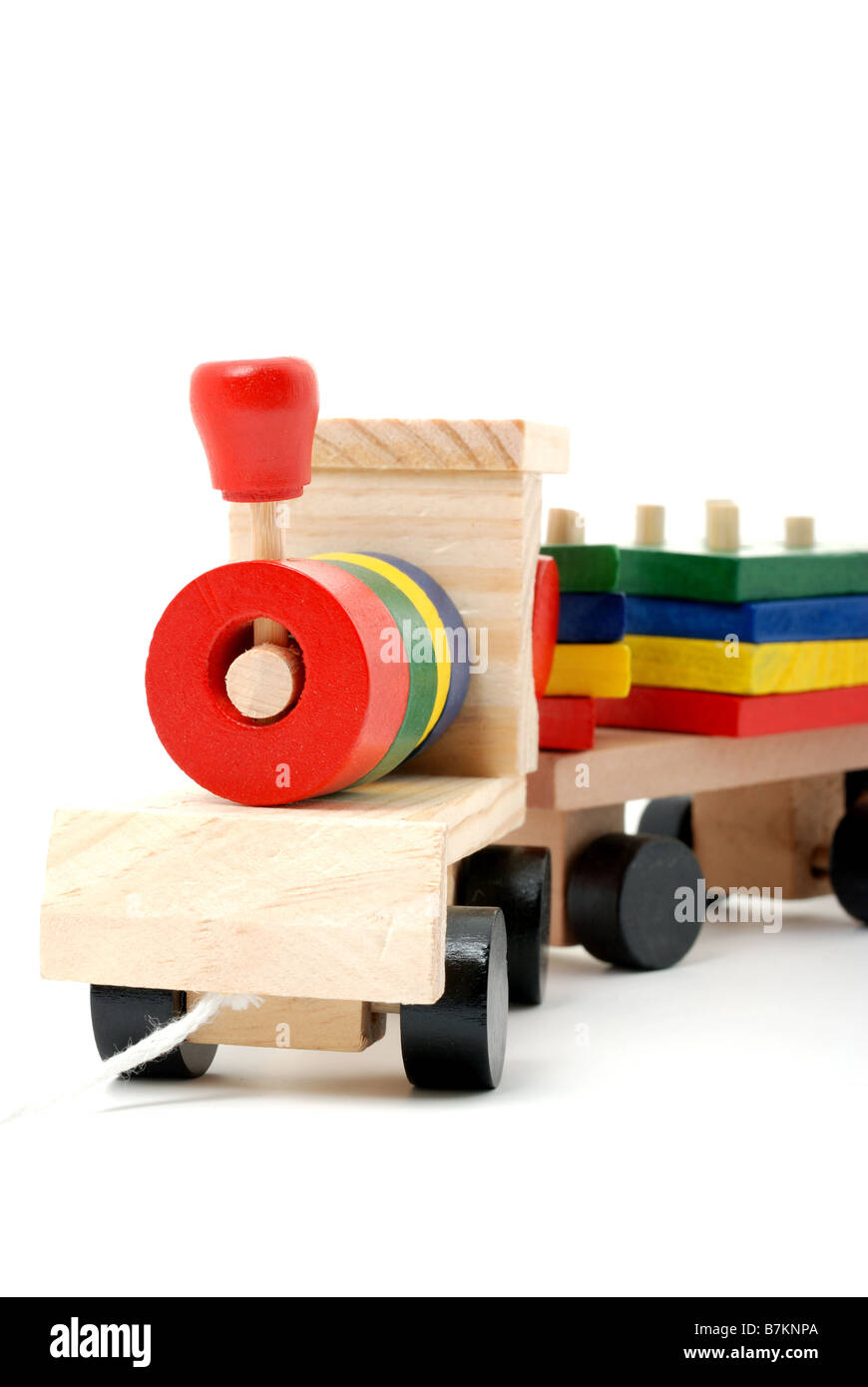Children s toy A steam locomotive isolated on a white background Stock ...
