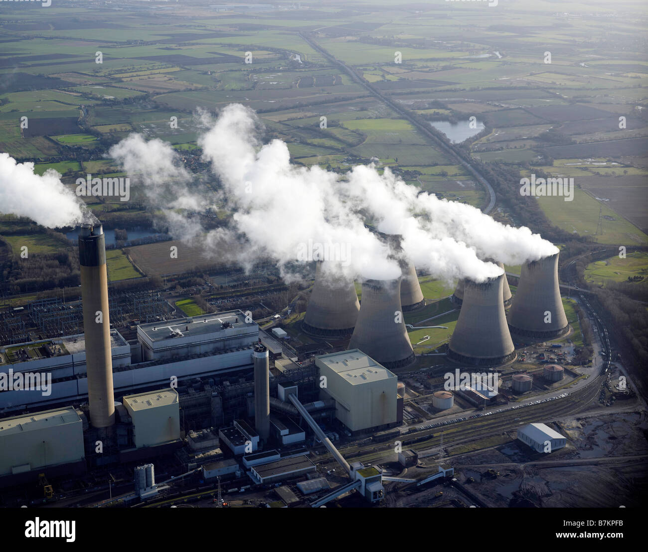 Drax coal fired Power Station from the Air, East Yorkshire, Northern