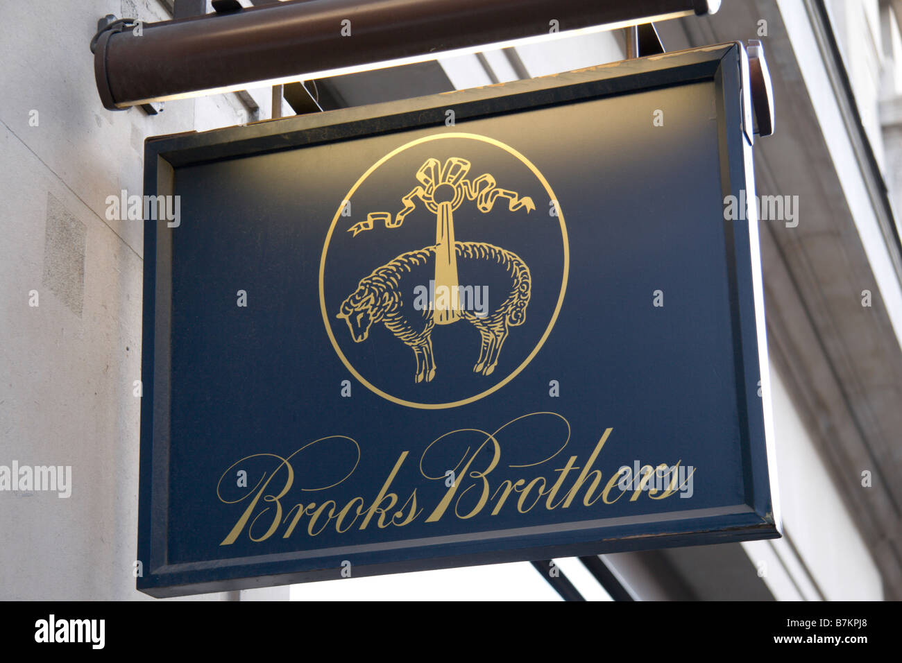 A shop sign for the Brookes Brothers fashion shop, Regents Street, London. Jan 2009 Stock Photo
