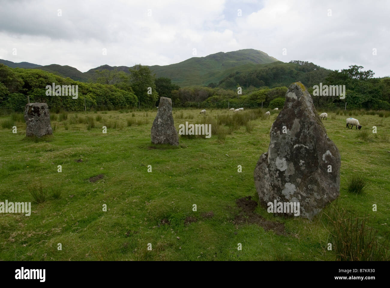 Loch Buie stone circle on the Isle of Mull Scotland. Stock Photo