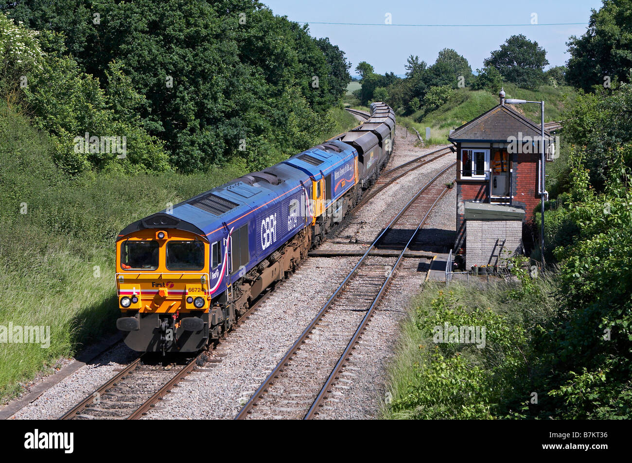GBRF 66724 and 66722 pass Norton Jcn Worcester Stock Photo