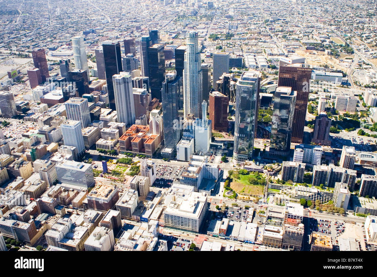Downtown Los Angeles California aerial view Stock Photo - Alamy