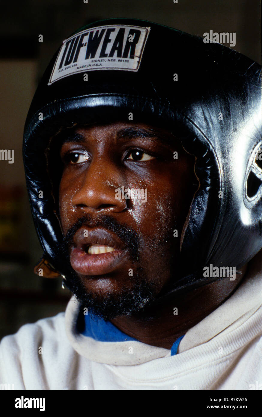 Boxer portrait with headgear Stock Photo