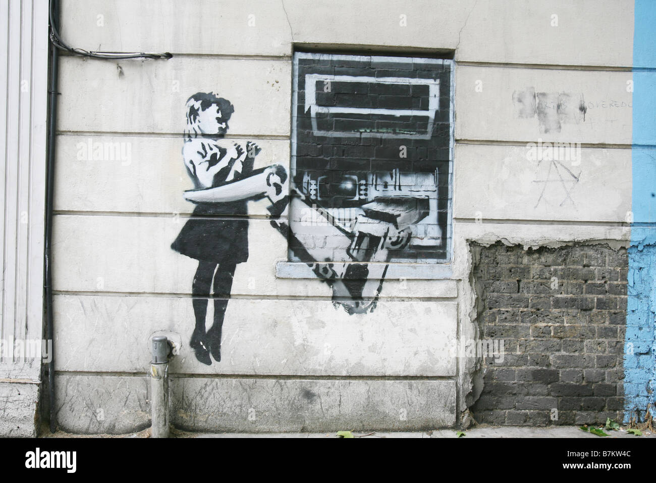 A Piece Of Graffiti Artist Banksy S Work In London Stock Photo