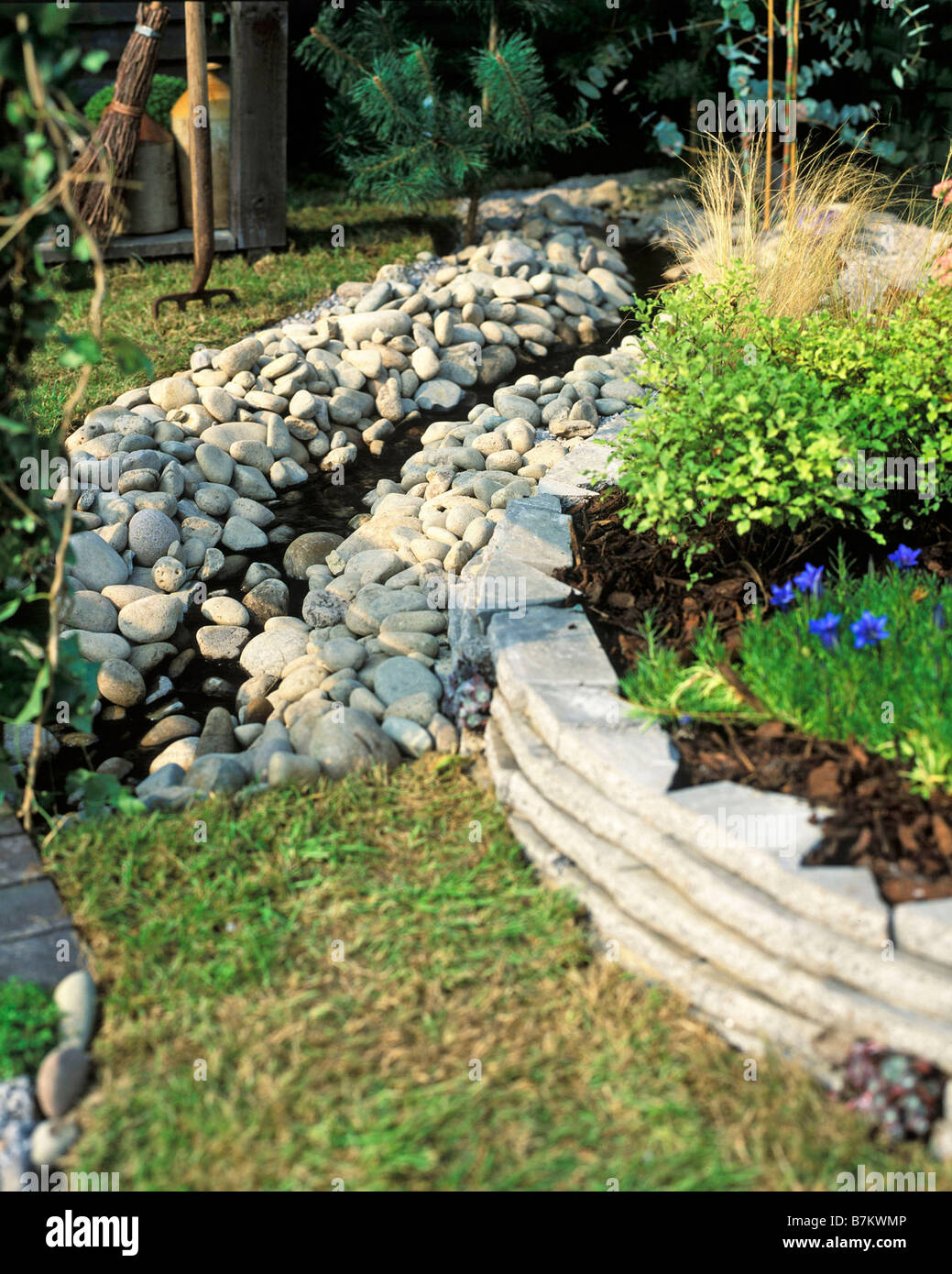 Stream Bank Rocks PEBBLES CAN BE USED TO LINE THE STREAM BANK Stock Photo - Alamy