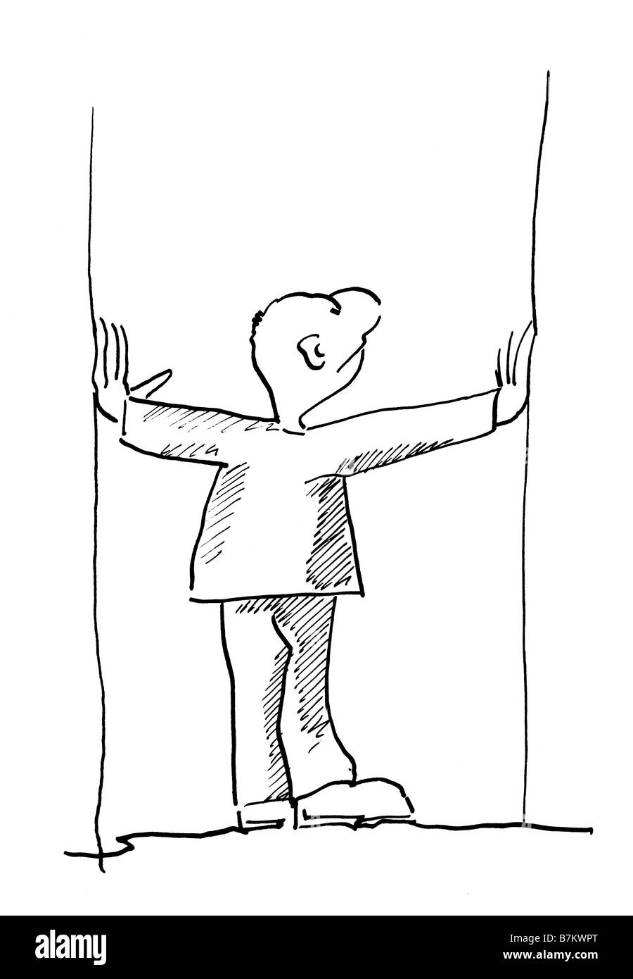 Illustration, Man with arms outstretched, rear view Stock Photo