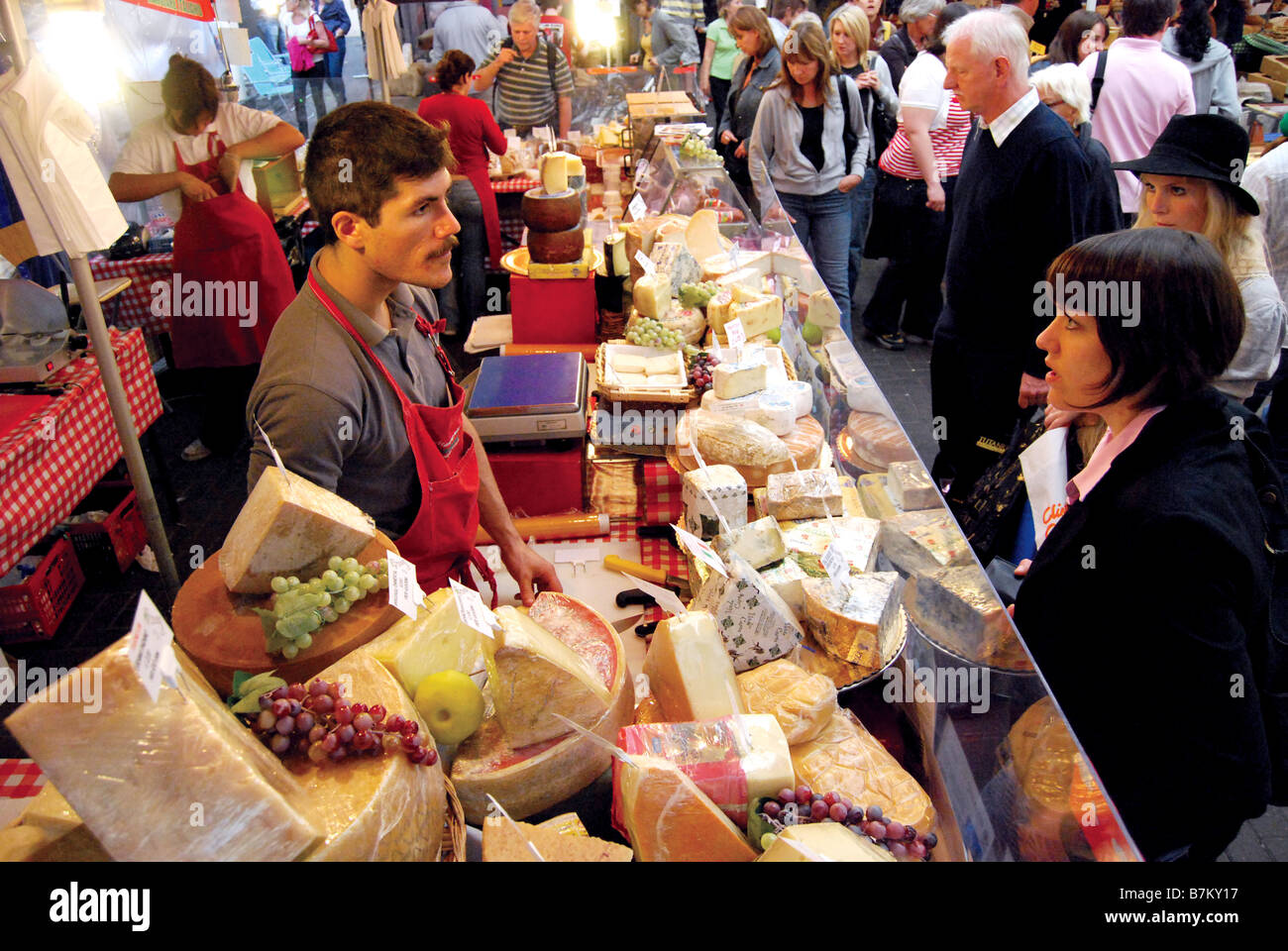 Cheese stall at Greenwich Village Market London Stock Photo Alamy