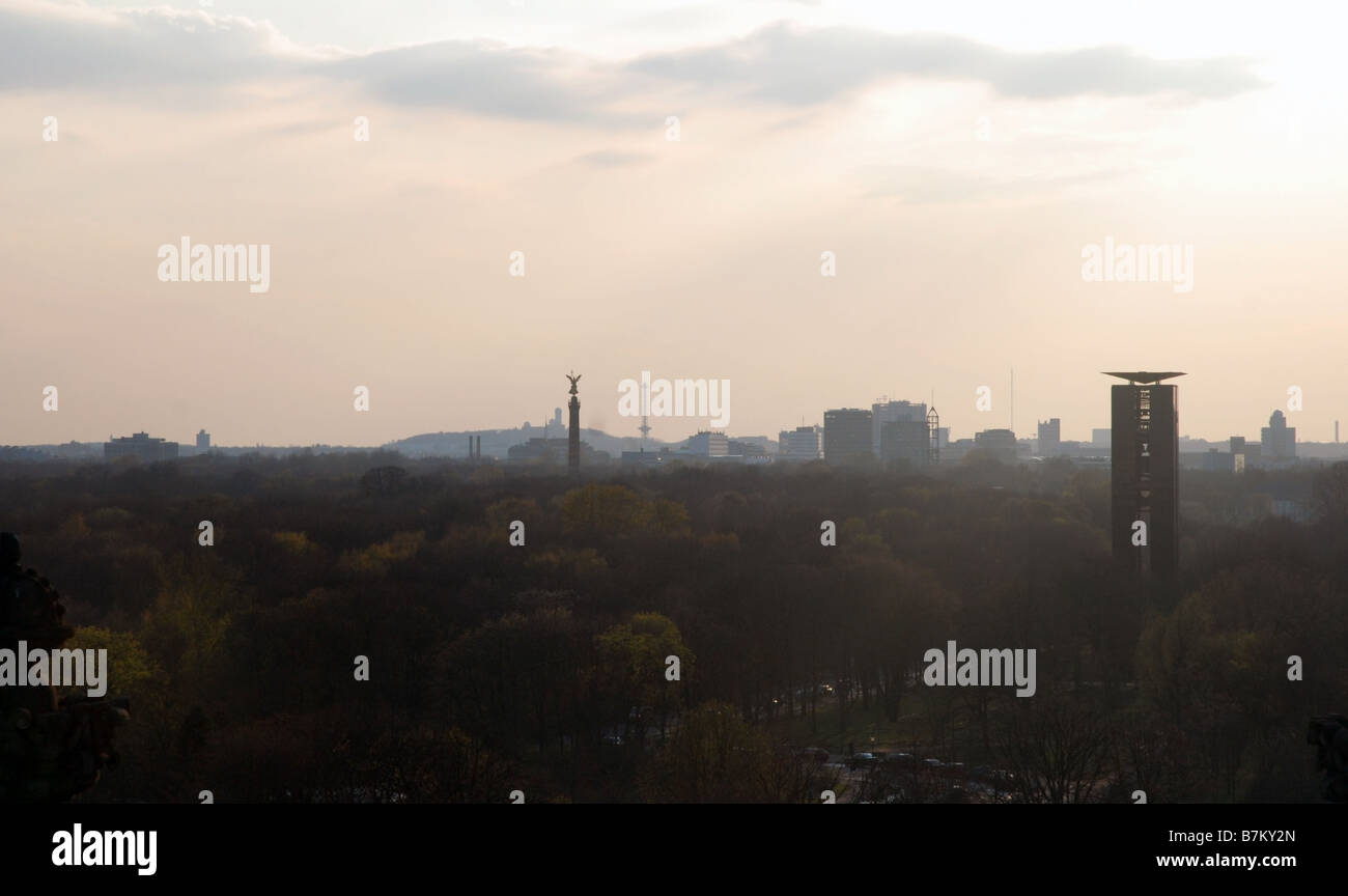 View looking west over Berlin from Reichstag at sunset Stock Photo