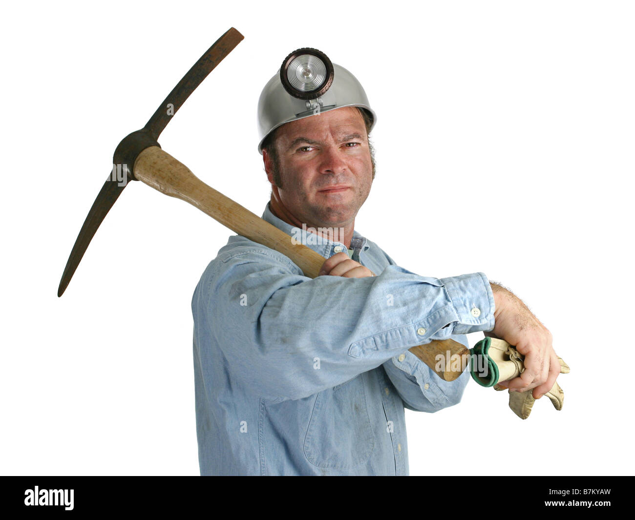 A proud coal miner with this gloves and pick ax Stock Photo Alamy