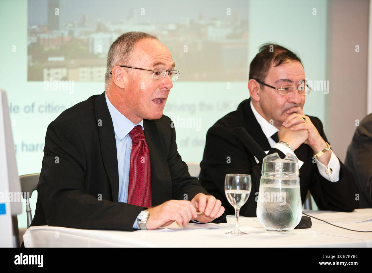 Sir Richard Leese (L) Leader of Manchester City Council and Sir Howard Bernstein (R) CEO of Manchester City Council Stock Photo