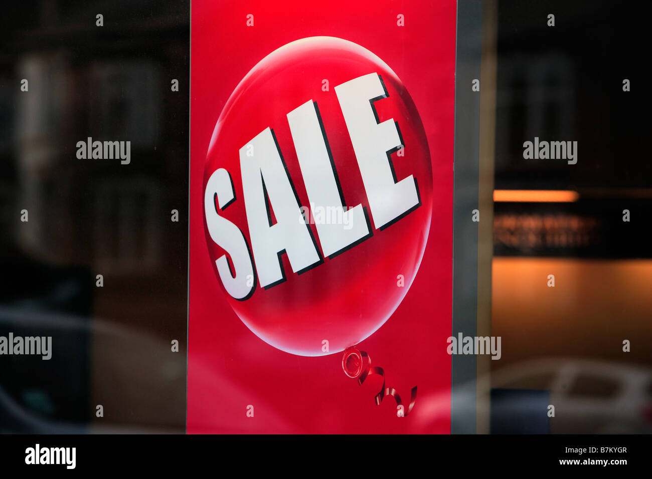 Sale Sign on window Stock Photo