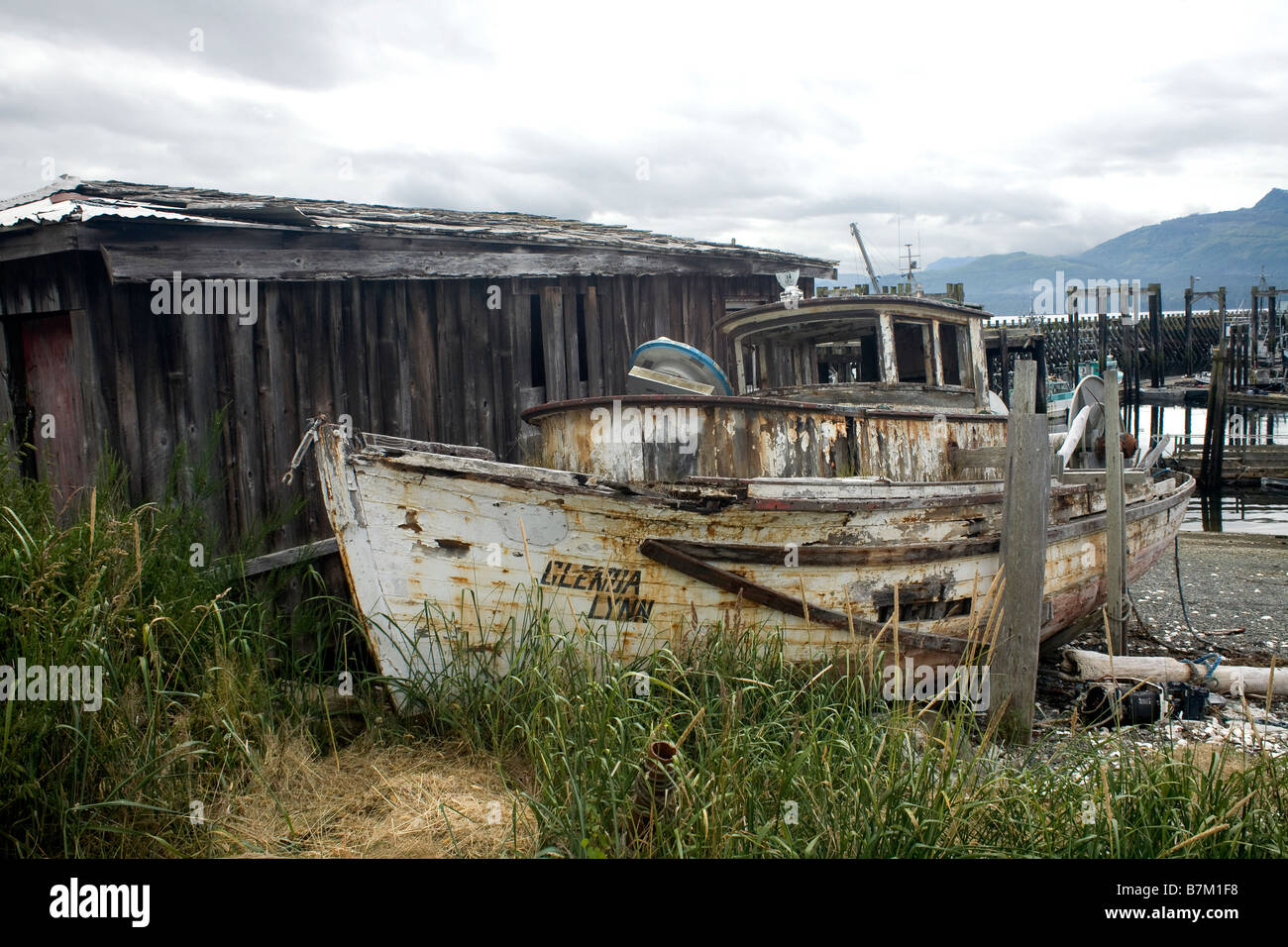 BRITISH COLUMBIA Old fishing boat at the marina in Alert Bay on Cormorant Island in Johnstone BRITISH COLUMBIA Old fishing boat at the marina in Alert Bay on Cormorant Island in Johnstone