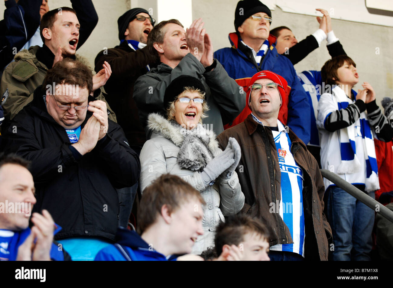 Brighton and Hove Albion football fans at a match away at Cheltenham
