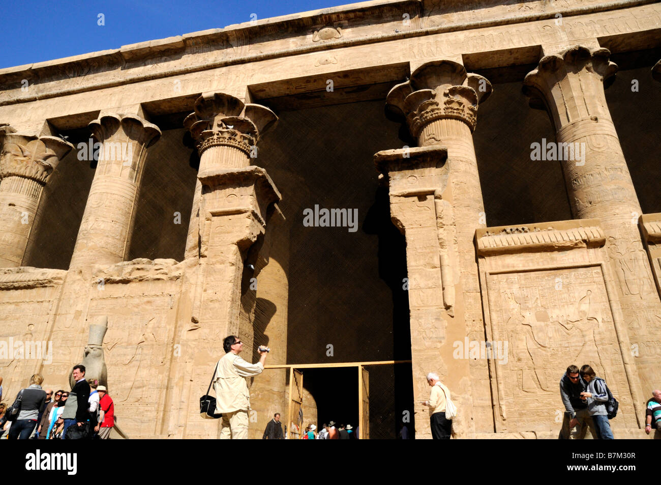 The Temple at Edfu in Egypt which is dedicated to the God Horus Stock ...